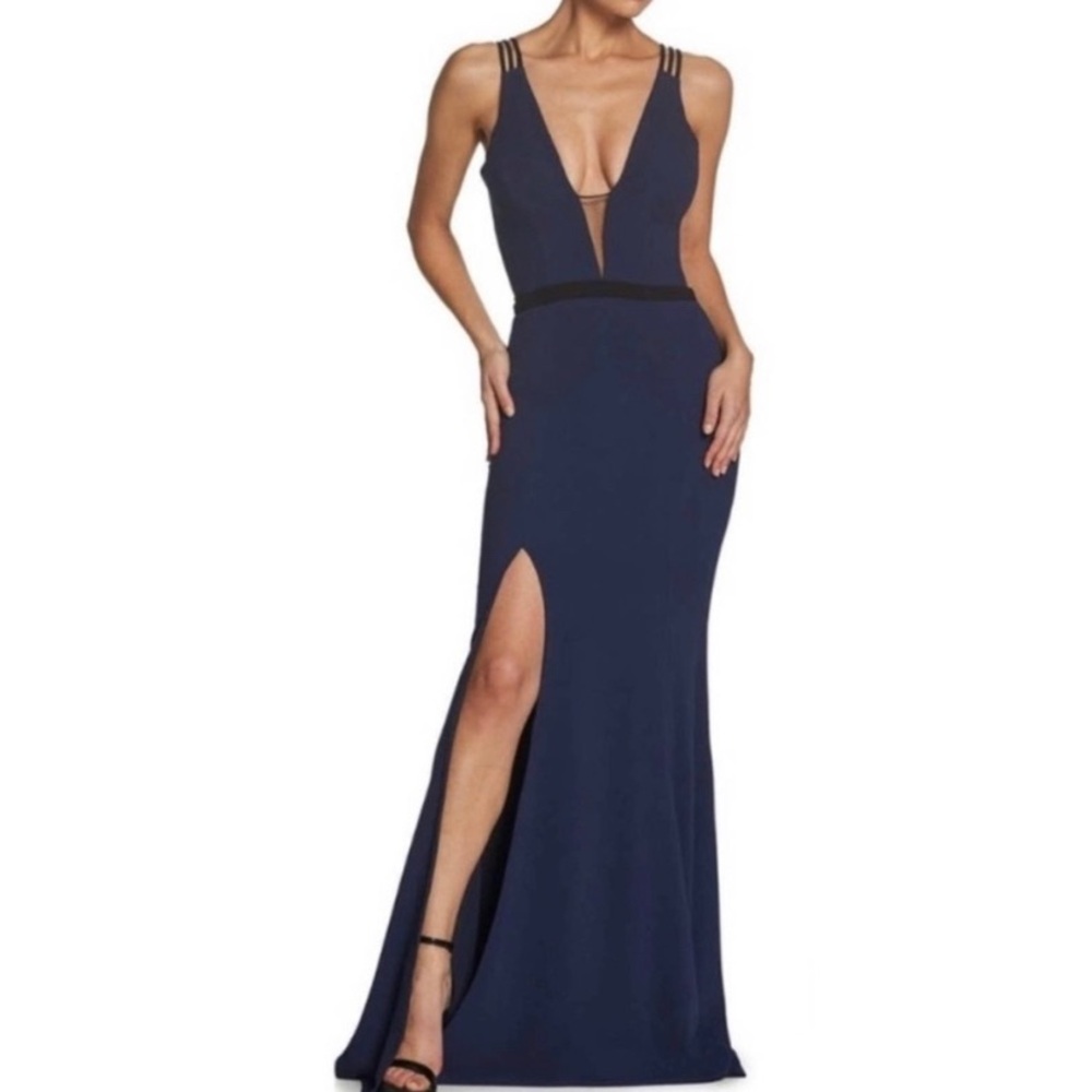 Dress the population Lana plunging dress long S